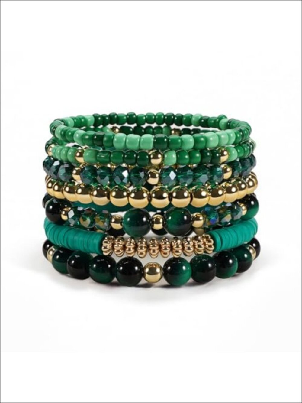 Boho Wooden Beads Bracelet Stack Set Men Women Layered Strand 7 Pc